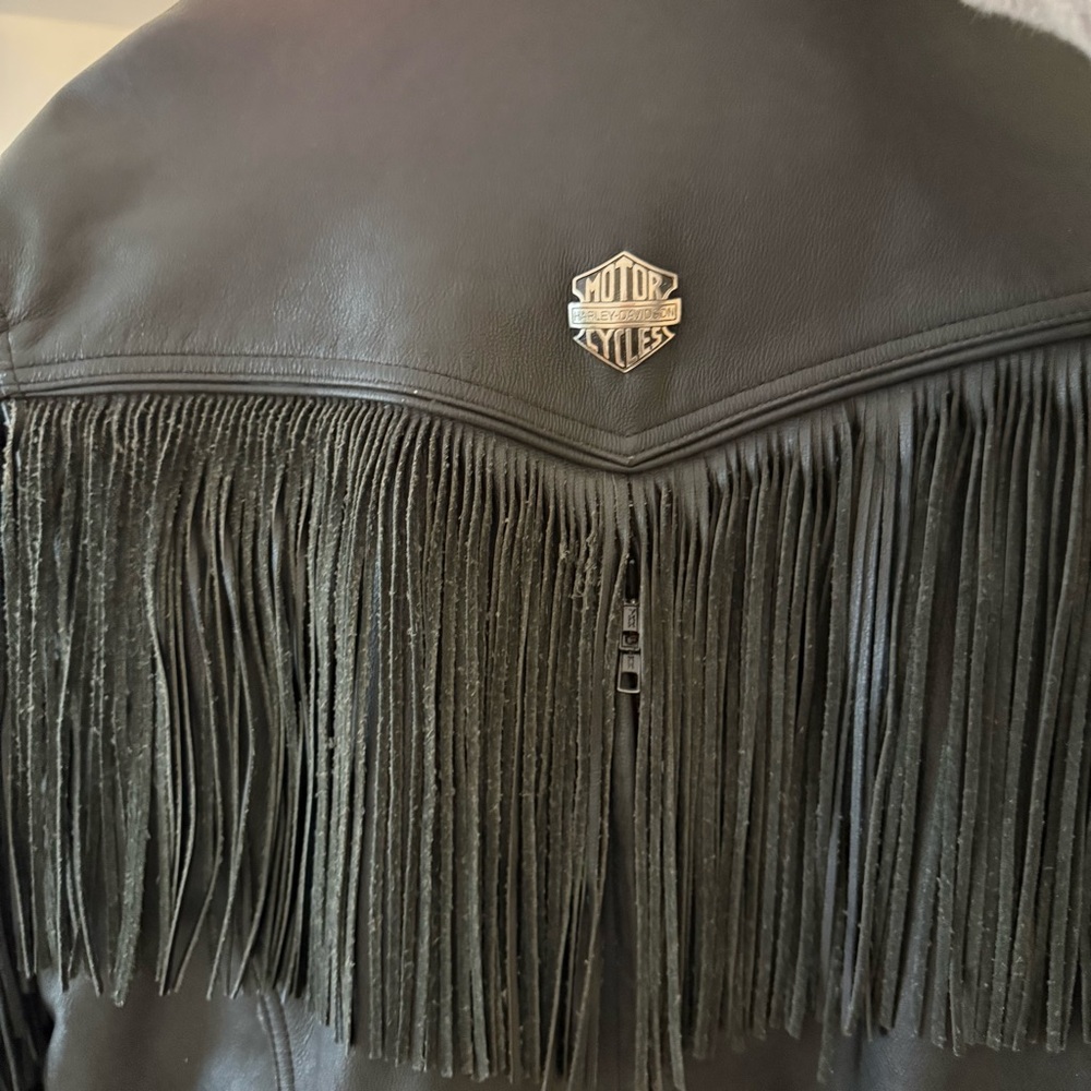 Vintage Harley Davidson Leather Jacket with Fringe Womens size Large - Picture 13 of 16